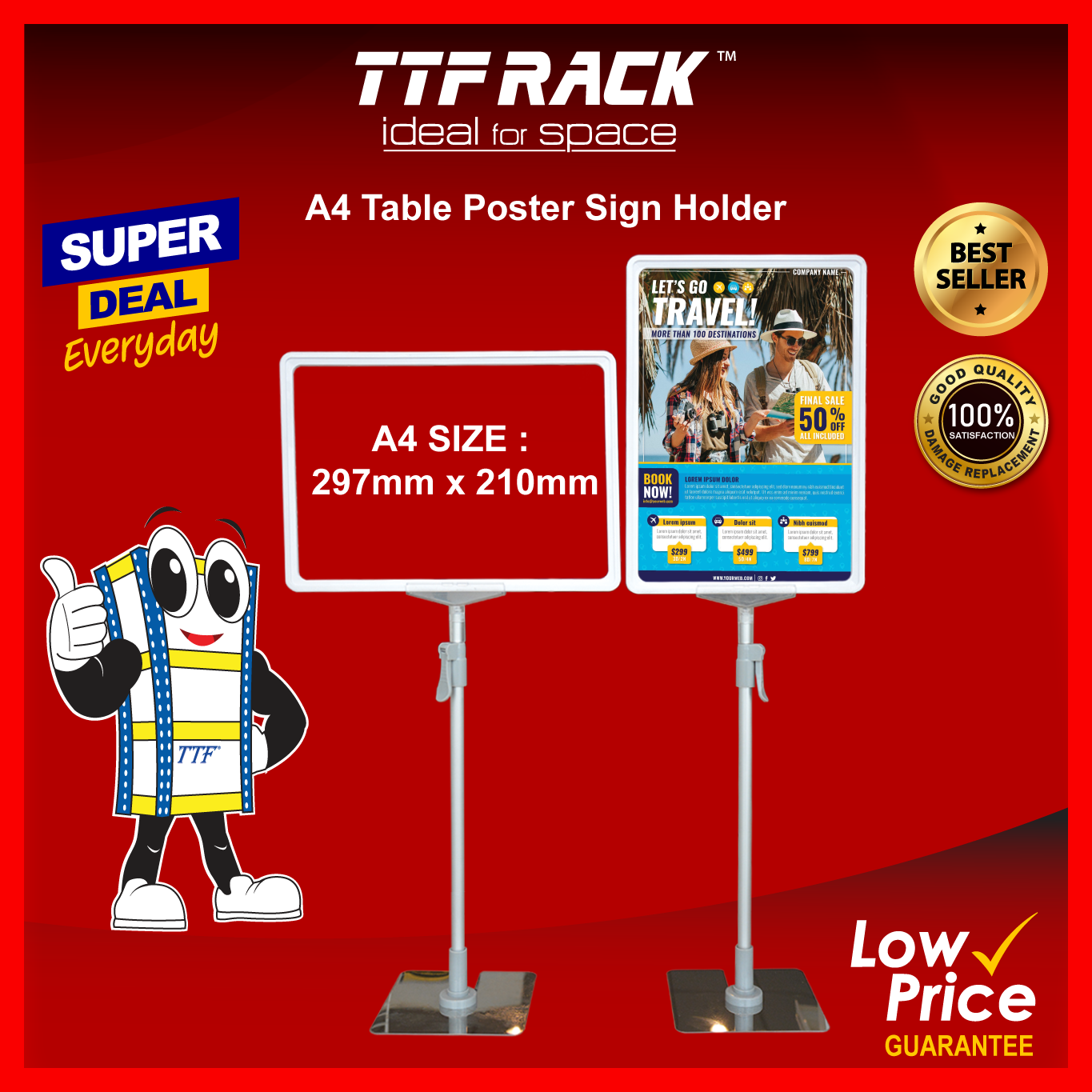 TTF Rack™️ (A3 A4 A5) Table Poster Menu Sign Stand Holder /Table Card