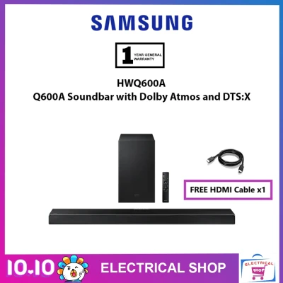 Samsung HW-Q600A Soundbar with Dolby Atmos and DTS:X (2021) (Free HDMI Cable)