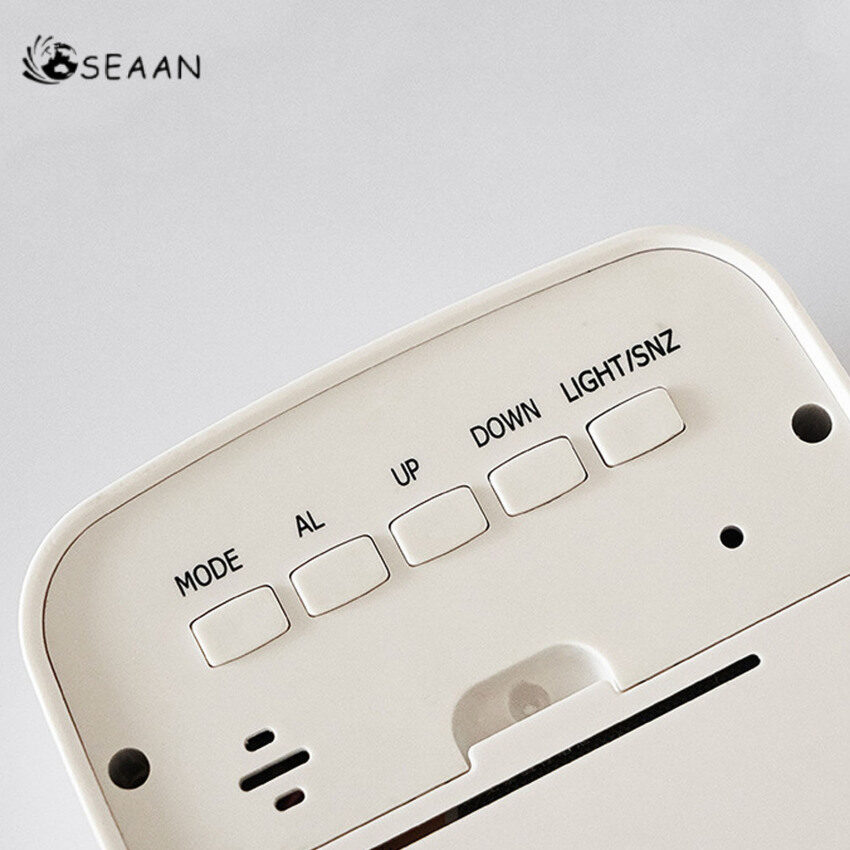 Digital Alarm Clock Temperature Humidity Calendar Week Backlight Desktop Electronic Clock 12/24H Bedside LED Clock
