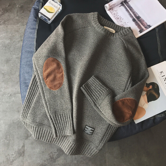 Men's Thick Sweater Winter Loose Round Neck Pullover Sweater Student Sweater