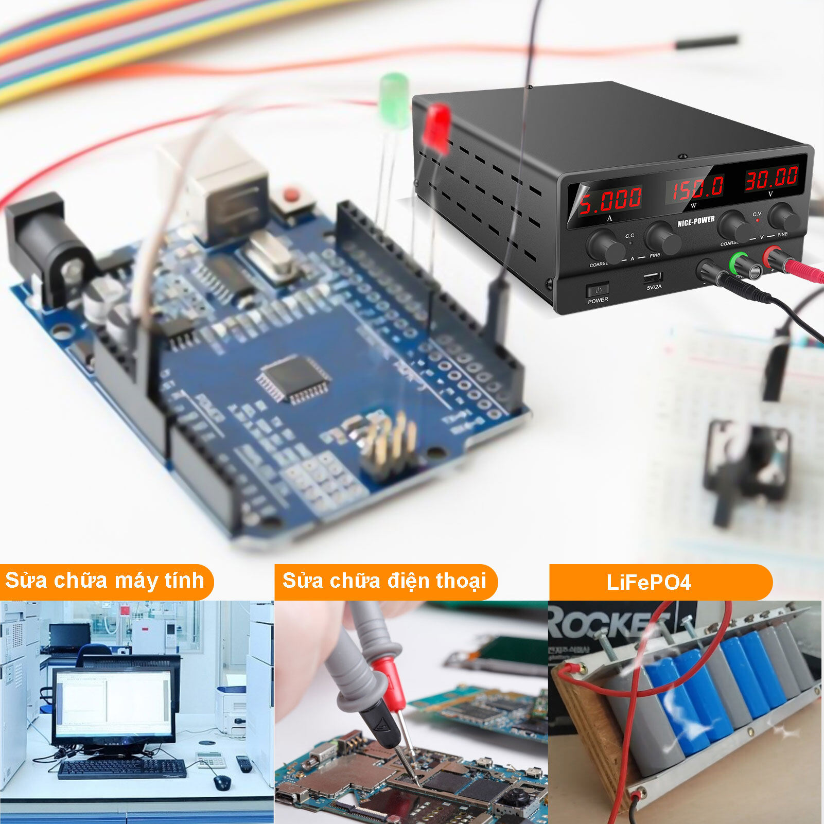 NICE POWER DC POWER Nguồn điện phòng thí nghiệm có thể điều chỉnh 30V 10A Nguồn điện chuyển mạch ổn định để sửa chữa PCB