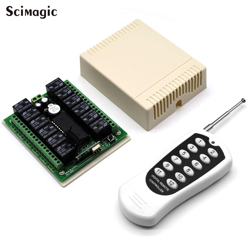 Dc 12v 12 channel relay module wireless rf remote control switch + board 433mhz