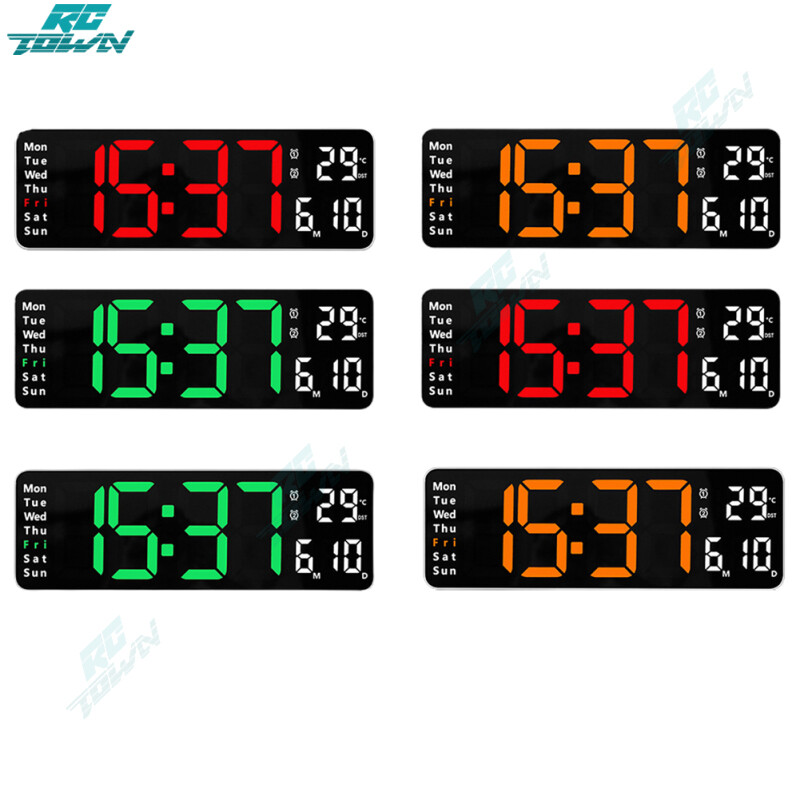 13-inch Led Digital Alarm Clock Time Date Temperature Week Display Wall-mounted Electronic Wall Clock
