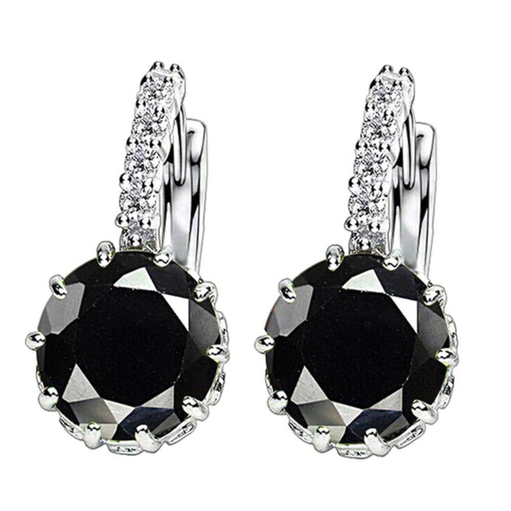 Talent Star Women Round Cubic Zirconia Inlaid Stud Earrings Wedding Engagement Jewelry Gift