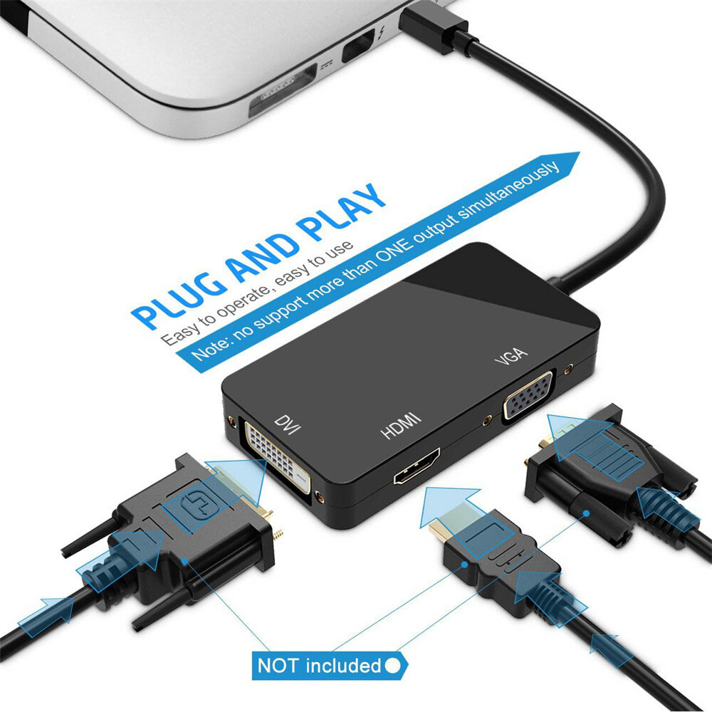 Cáp Chuyển Đổi Cổng Hiển Thị Mini 3 Trong 1 DP Thunderbolt Sang DVI VGA HDMI Cho MacBook
