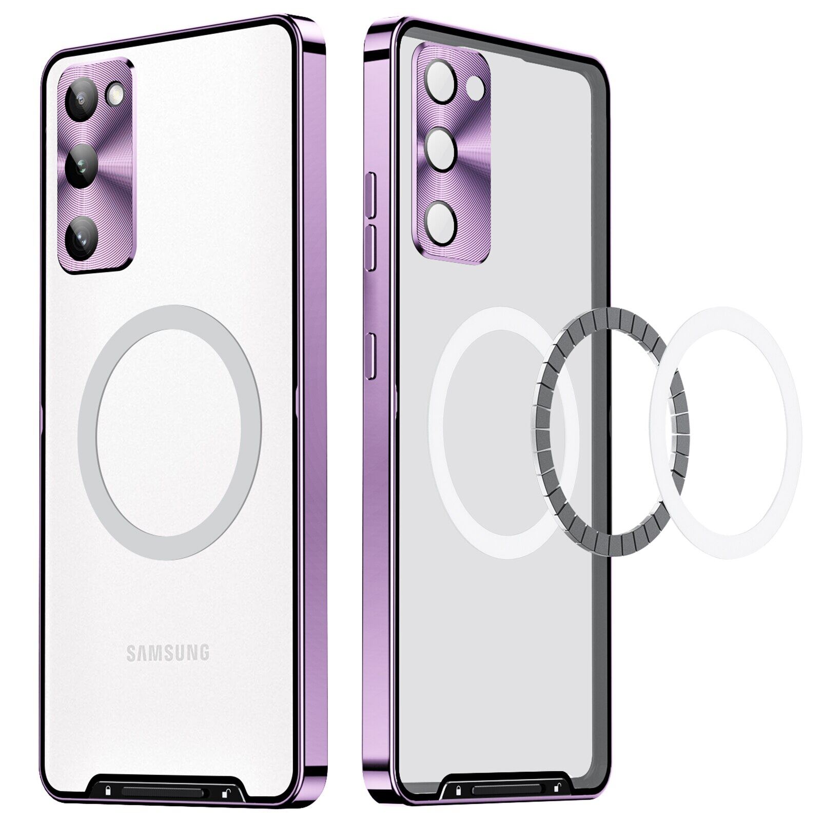Magnetic Case For Samsung Galaxy S21FE S22 Plus Note 20 Ultra Metal Frame Frosted Shell For Magsafe Wireless charging Back Cover
