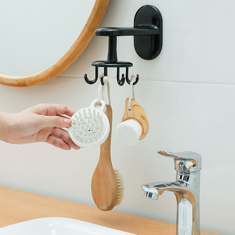 Houseeker Giá treo dụng cụ nhà bếp với 8 móc thiết kế xoay 360 độ gắn tường, cửa tủ kệ - INTL