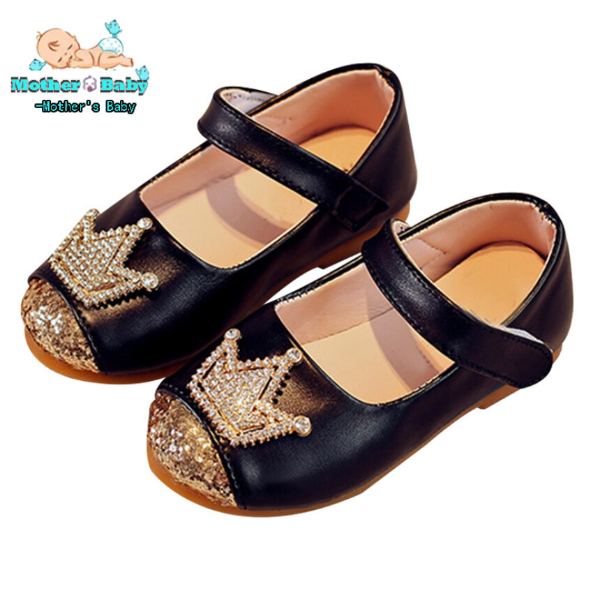 Thời Trang Giày Khiêu Vũ, Đầm Công Chúa Da PU Vương Miện Lấp Lánh Phẳng Giày, Bé Giản Dị Trẻ Em giá rẻ