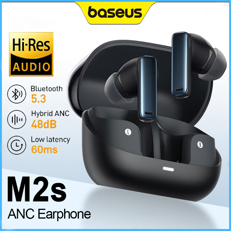 Baseus M2s ANC Tai Nghe Bluetooth 5.3 khử tiếng ồn chủ động 48dB 4-Mic độ trễ thấp Điện Thoại Earbuds Tai nghe không dây thật