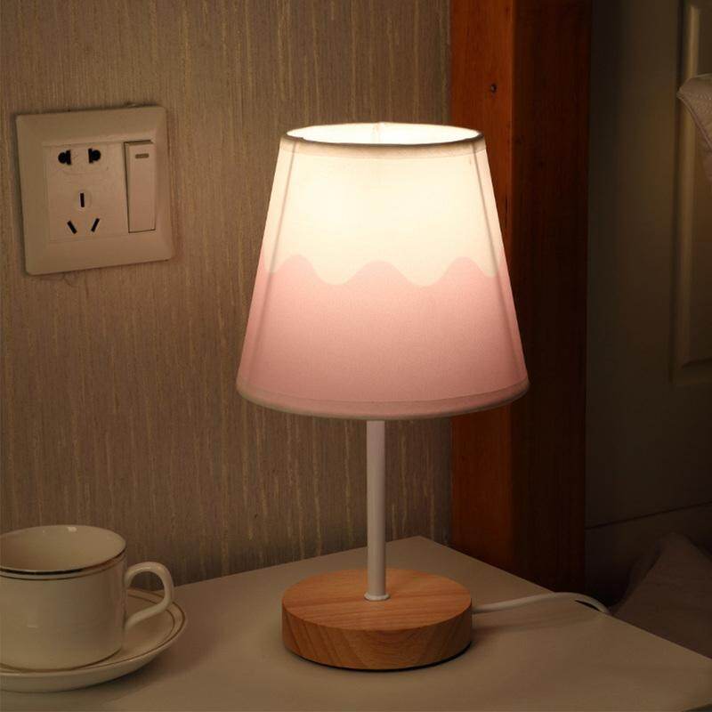 Modern Table Lamp 5V USB Powered Nightstand Lamp Eye-Care Bedside Lamp with Wood Base Nightstand Lamp Modern Table Lamp