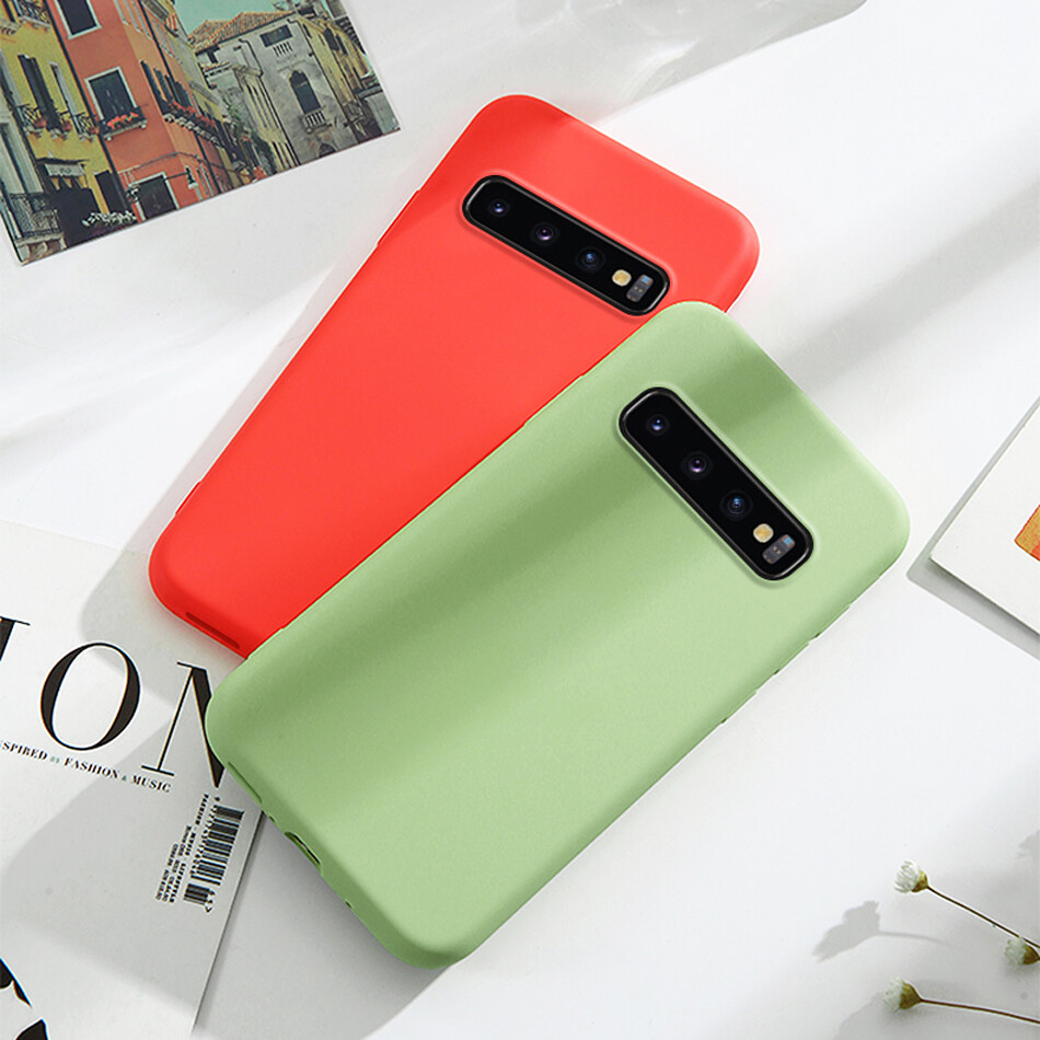 Case for Samsung Galaxy S10 Plus S10E Luxury Original Liquid Silicone Case Rubber Microfiber Cloth Lining Cushion Cover For S10+ casing