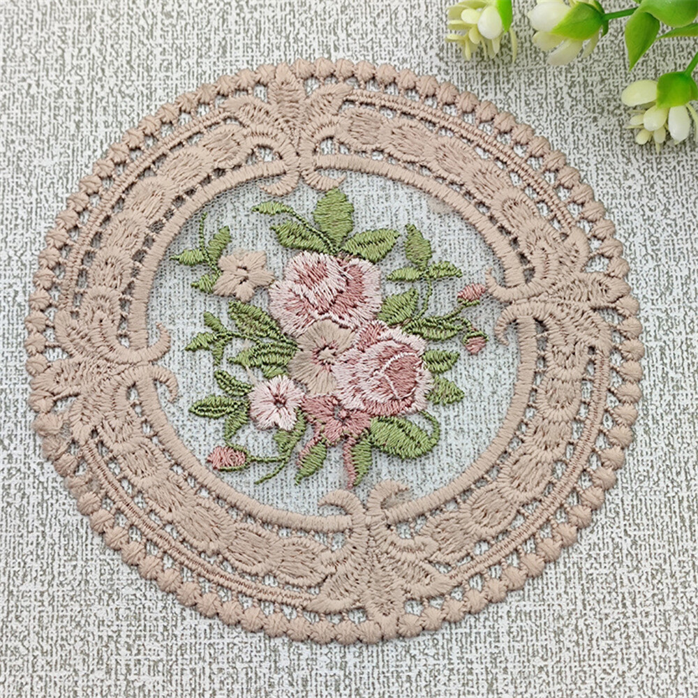 12cm Coaster Anti-scald Coaster European Style Coaster Plate Mat Fabric Placemat Embroidery Coaster Lace Coaster