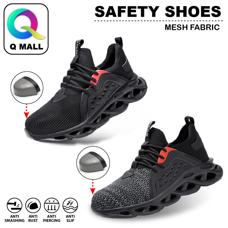 Q MALL HIGH QUALITY Safety Shoes Protective Steel Toe Cap Boots Anti-Smashing - 808 (BLACK / GREY) & 663 (BLACK / GREY / GREEN)