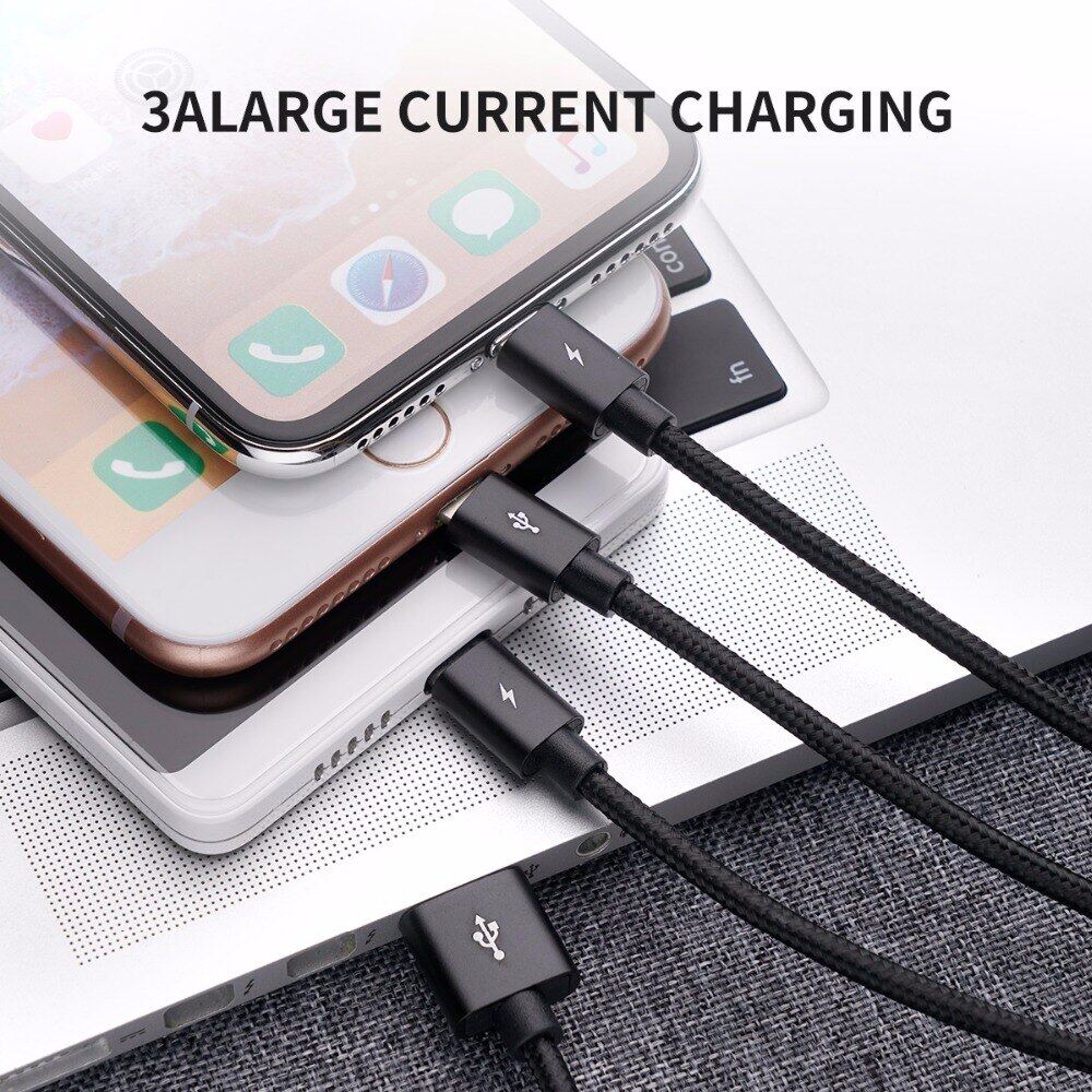 ORICO 1.2M 3 in 1 USB Cable, USB Type C Cable for iPhone 14 13 Pro Max 12 11, USB-C Micro USB Cable Fast Charging Xiaomi Samsung Huawei 3A