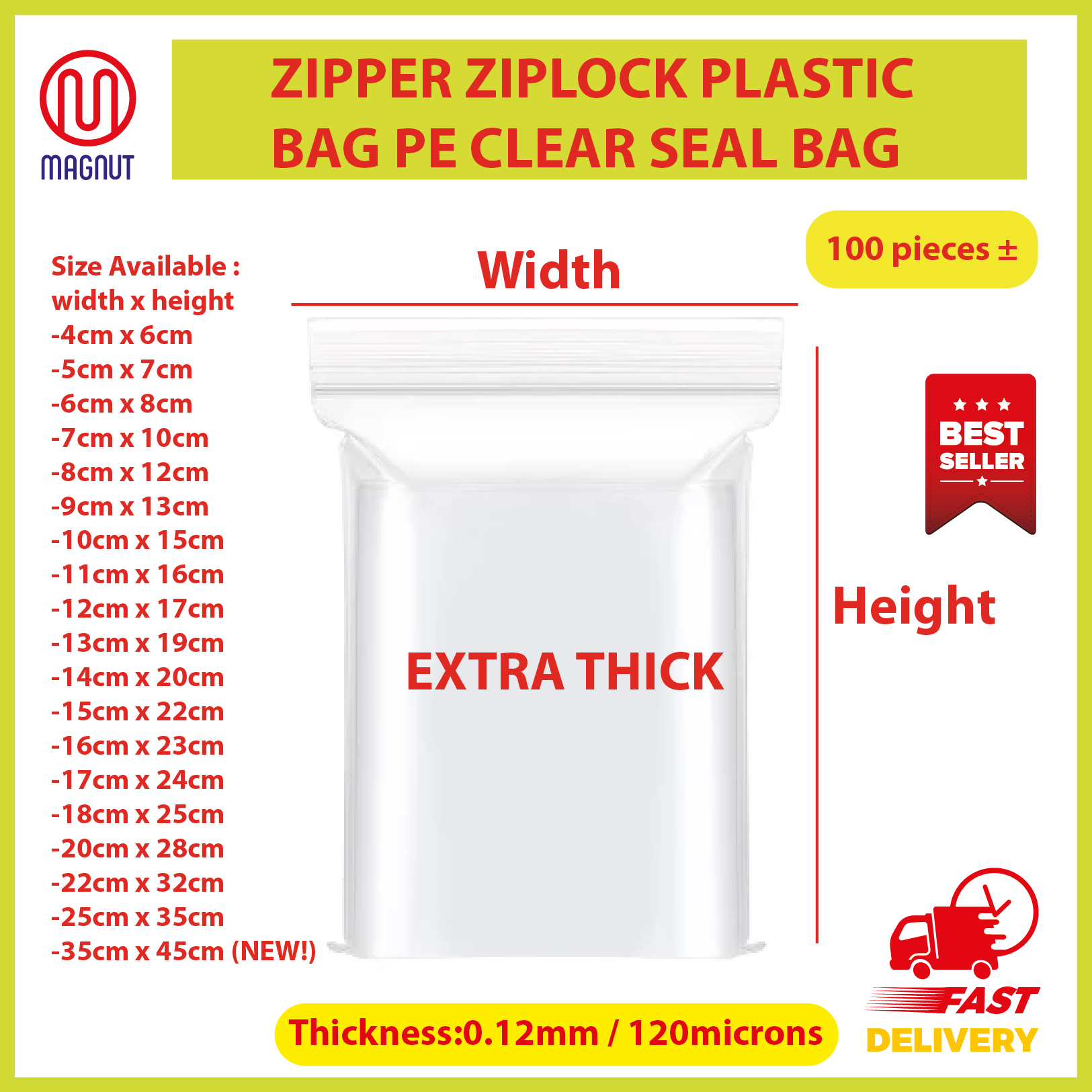 Zip bag clearance sizes