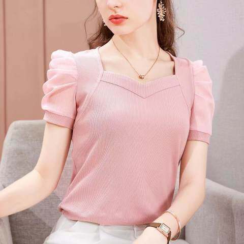 Áo Thun Lụa Băng Tay Phồng Kiểu Pháp Áo Thời Trang Ôm