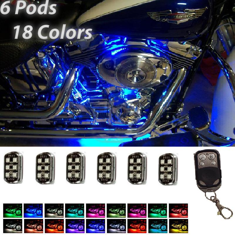 36LED Motorcycle Pod Light Ground Effect Kit Remote Control For Harley