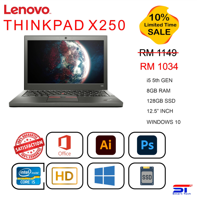 Lenovo THINKPAD X250 - i5-5th Gen (8/128 RAM/SSD) – 12.5 ” Inch Display Mobile Workstation Laptop Malaysia