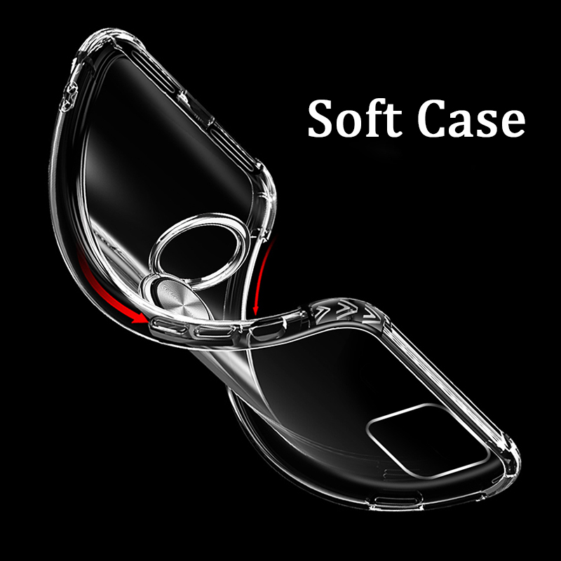 Casinglee For Nubia Redmagic 7S 7 Pro Case Soft Clear Transparent Protector Shockproof Car Magnetic Holder Ring Back Cover Casing hp Nubia Red magic 7 7S Pro Phone case