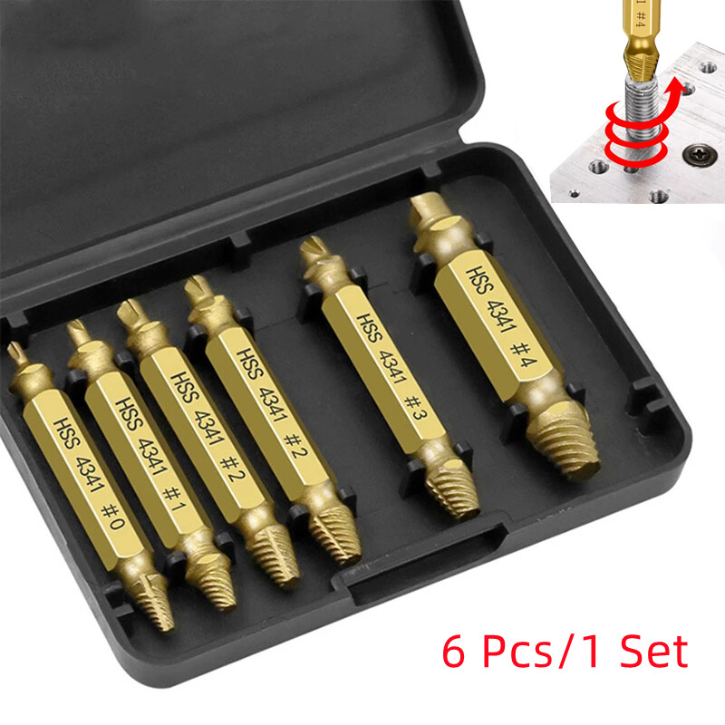 Broken double head screw extractor, sliding thread and broken wire remover 4341 hexagon drill set, broken wire extractor