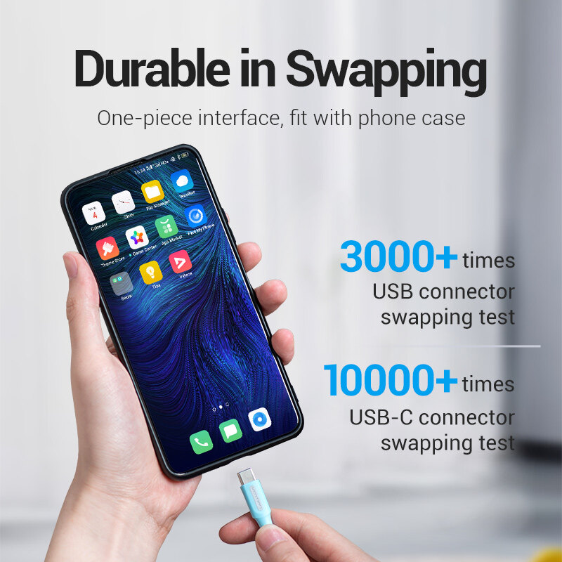 Vention Cáp USB 2.0 Type C - Tốc Độ 480Mbps, Dòng Điện 3A, Sạc Nhanh 60W, Dây Mềm Dẻo Bền Bỉ