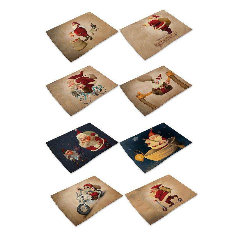 OH Bàn Thảm Santa in bông Tây Thảm Placemat Bàn Trang Trí Miếng Lót