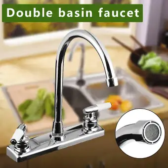 Kitchen Faucet 2 Holes 2 Handles Basin Sink Mixer Tap For Rv