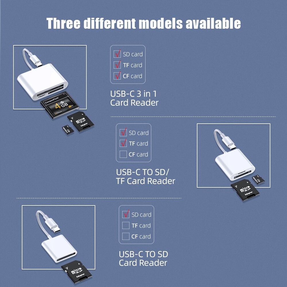 Atoyin Đầu Đọc Thẻ Type-C Bộ Mở Rộng Bộ Nhớ Điện Thoại Bộ Chuyển Đổi Bộ Nhớ Máy Ảnh TF/SD/CF Cho Huawei Realme Xiaomi Bộ Chuyển Đổi OTG