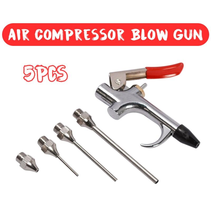 5pcs/set Air Compressor Blow G-un Metal Tool Npt Air Inlet Kit Spray Blower Inflatable Needle Cleaning Accessories Tool Kit