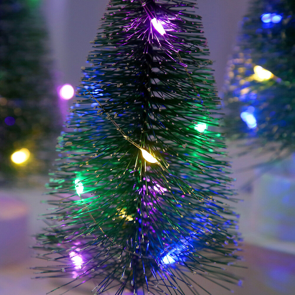 17cm Christmas Tree with Light String Colorful Glowing Pine Tree Ornaments Desktop Christmas Decoration New Year Party Gift