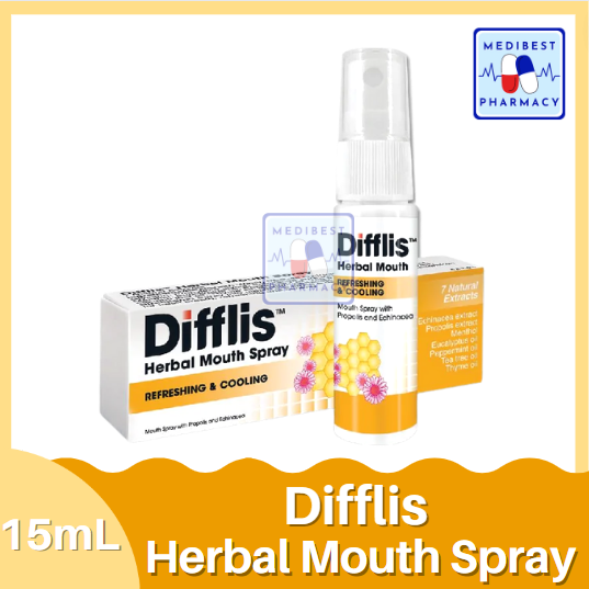 [EXP 09/2024] Difflis Herbal Mouth Spray 15 ml [Relieve sore throat ...