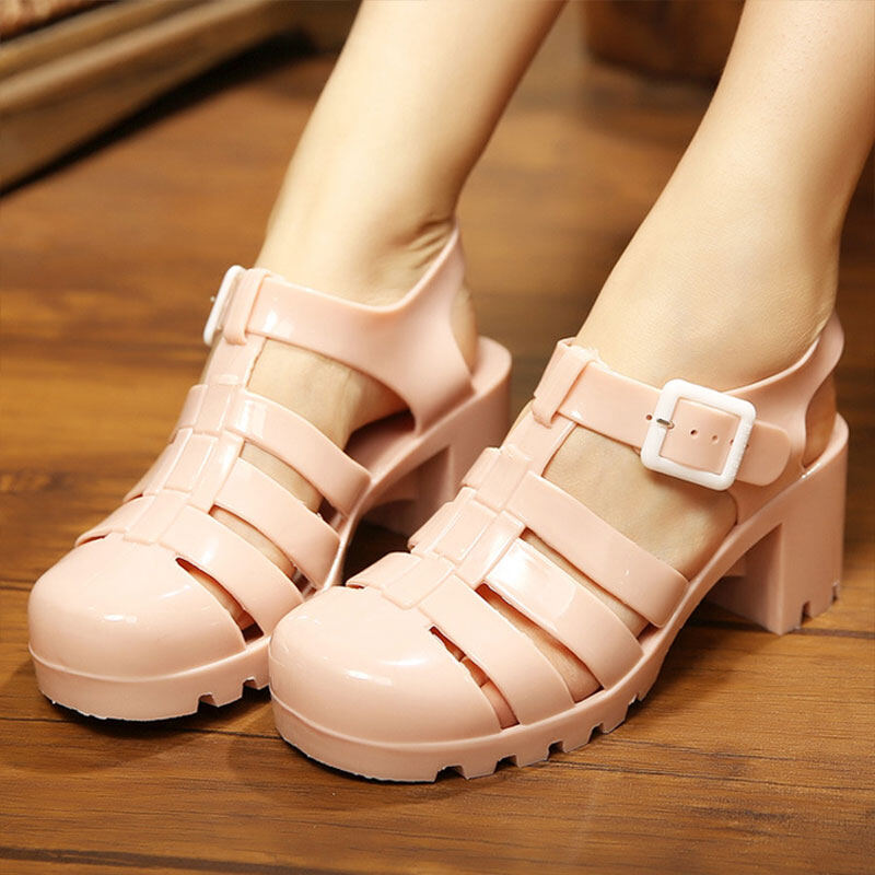QiaoYiLuo Platform women's shoes One line with stylish square toe heels block heel platform sandals