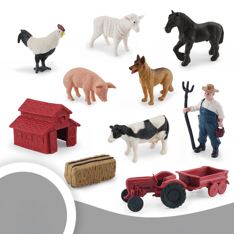 Simulation Shepherd Shire Horse Ewe Holstein Rooster Pig Cow Farm Life Scene Model Ornament PVC Miniature Collection Toys Educational Kids Toy Toys for Boys Toys for Girls