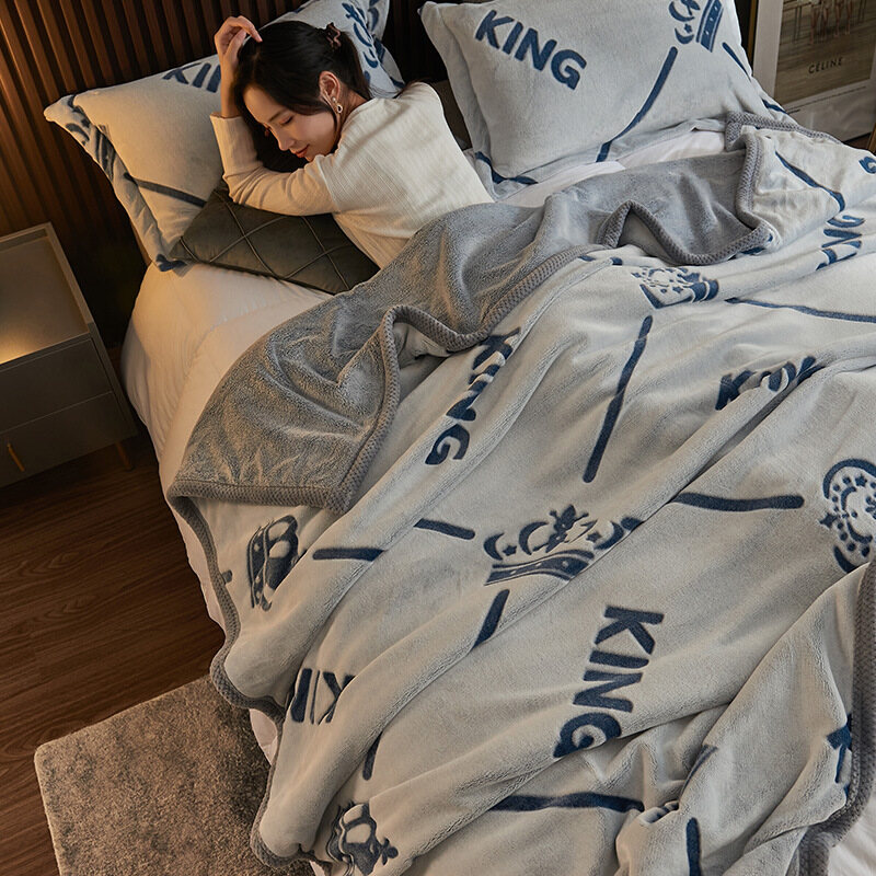 Chăn Lông Cừu Sữa Hai Lớp Dày Chăn Flannel Chăn Đa Năng