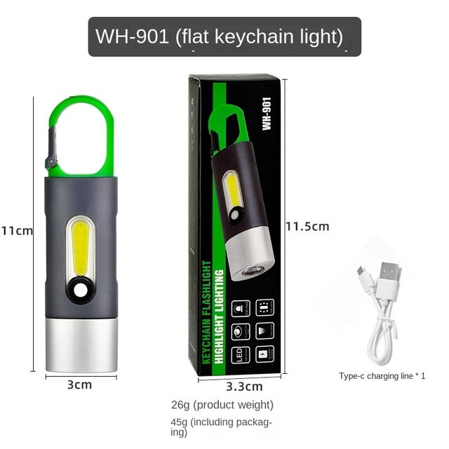 Mini Keychain Flashlight LED Rechargeable Torch Portable USB Charging Flashlight High Power Camping Long Range Lantern