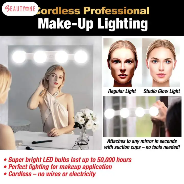 Led Mirror Lights Hollywood Lamp Vanity Bulb Makeup Light Usb 4 Led Mirror Lights Hollywood Lamp Vanity