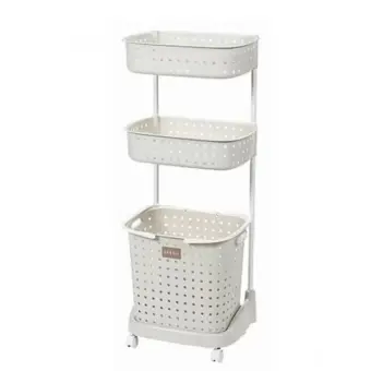 Japanese Style 3 Tiers Large Capacity Laundry Basket Organizer Kitchen Dapur Bathroom Organizer Rack With Wheels Lazada
