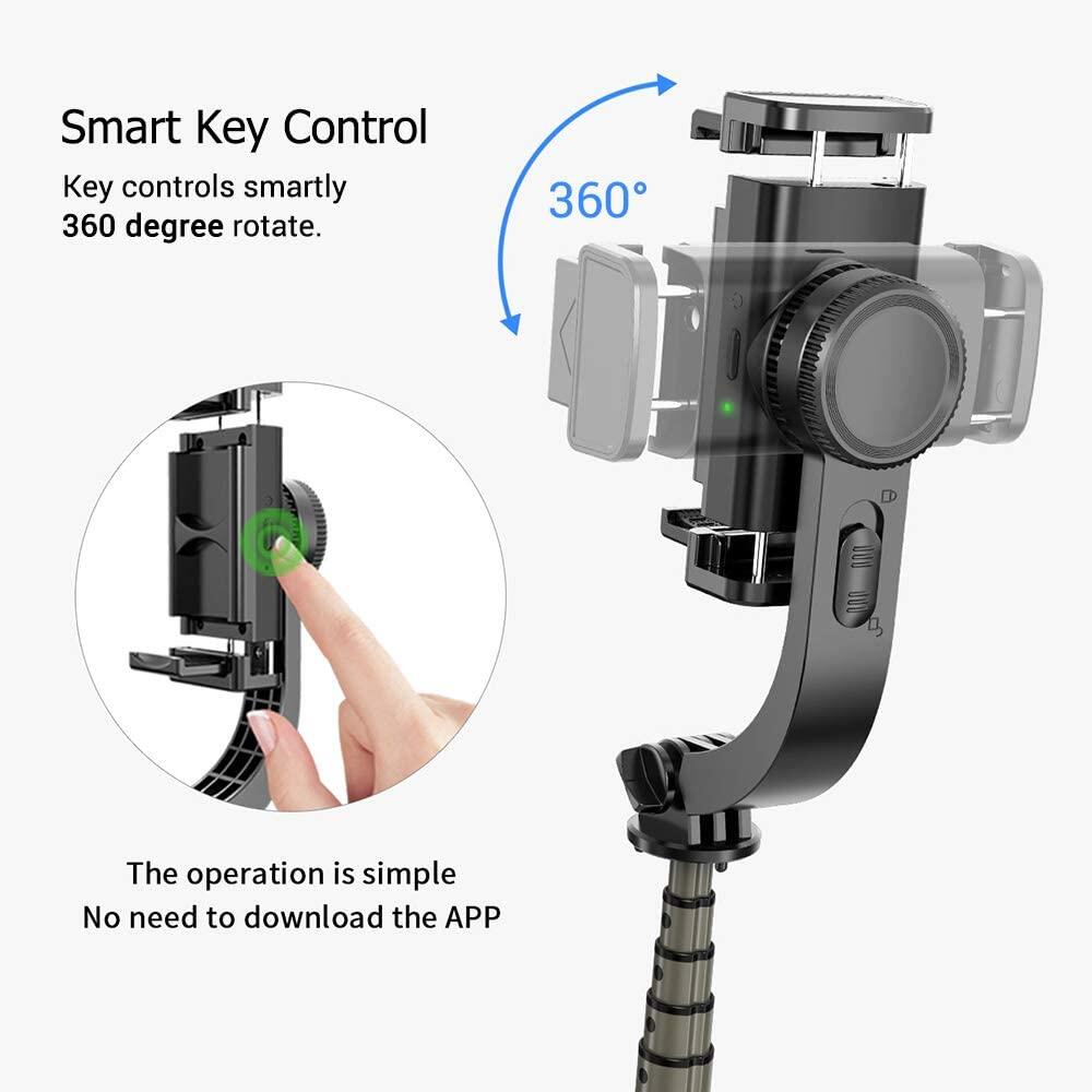 LENUO Thiết Bị Chống Rung, Giá Đỡ Ba Chân Gậy Chụp Ảnh Tự Sướng Xoay 360 ° Với Điều Khiển Từ Xa Không Dây Bluetooth, Giá Đỡ Điện Thoại Di Động, Tự Động Cân Bằng