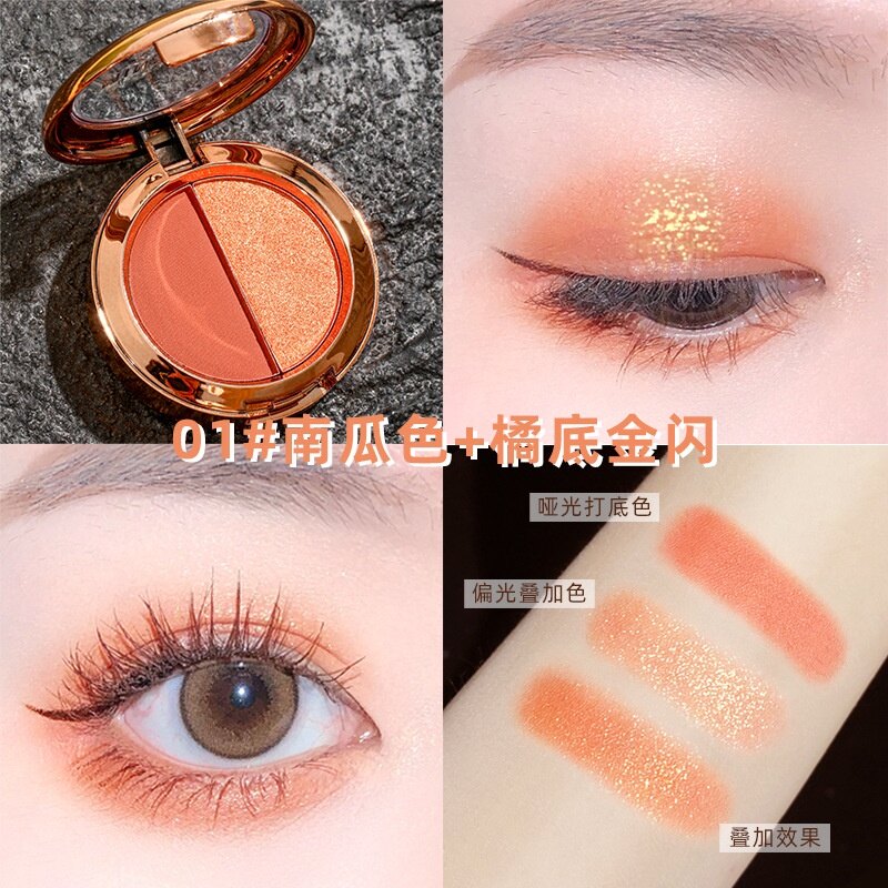 MINSHZEE Double Color EyeShadow Palette Two Tone Long Lasting Waterproof Shimmer Eye shadow