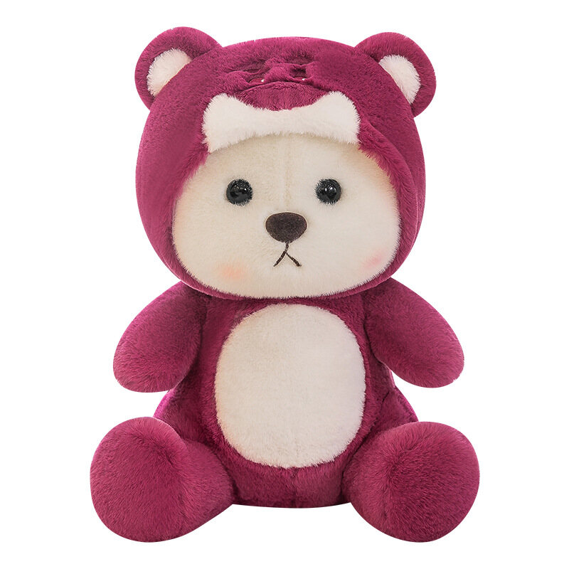 HS New super cute transformed strawberry bear plush teddy bear doll