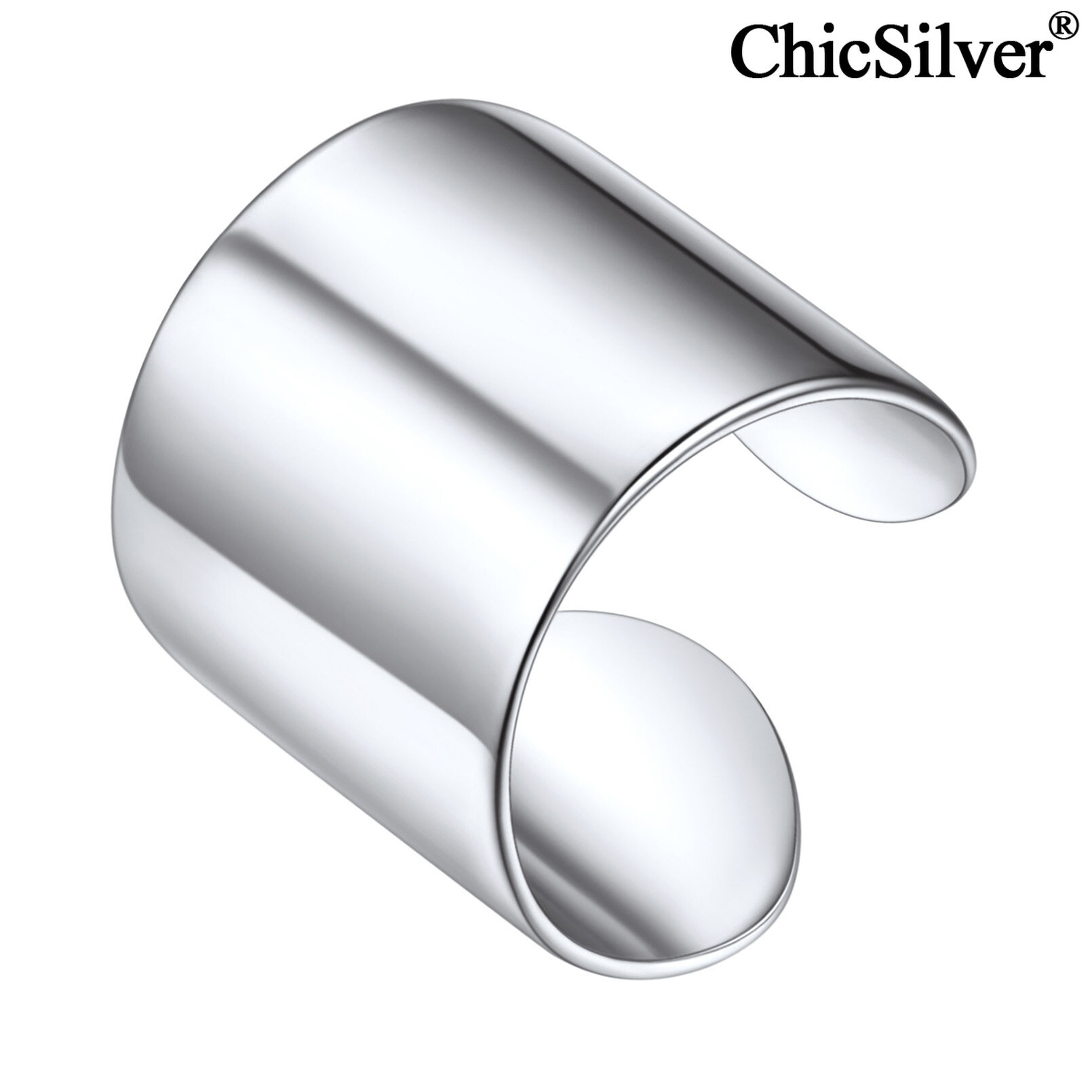 ChicSilver Khuyên Tai Vòng Bít Tai Đơn Giản Kẹp Sụn Không Xỏ Bằng Bạc Sterling 925