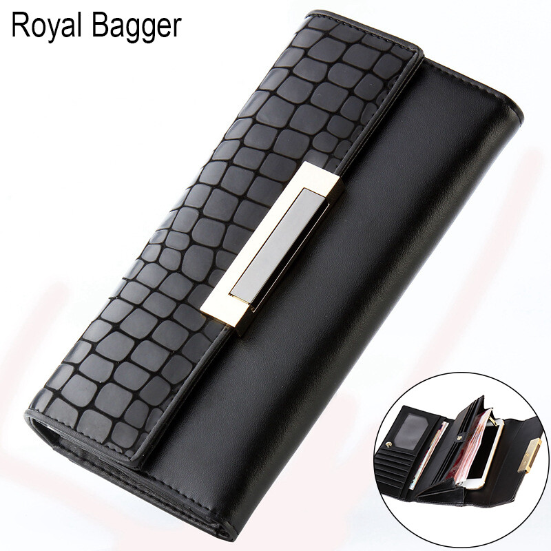Royal Bagger Long Wallet Purse For Women Girls Genuine Cow Leather Fashion Clutch Bags Ladies Phone Purses Wallets