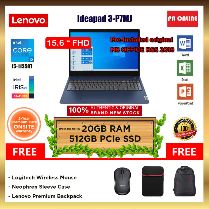 Lenovo IdeaPad 3 15ITL6 82H800P7MJ (20GB RAM) -Intel Core i5-1135G7 /8GB-20GB RAM /512GB SSD /15.6 FHD /Intel Iris Xe /Win 10 /MS Office /2 Years Malaysia