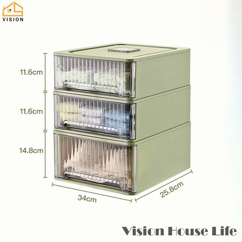 Vision Nordic Wardrobe Storage Cabinet Stackable Underwear Storage Box Multi-layer Drawer Compartment Sorting Box Household Free Combination Clothes Storage Cabinet