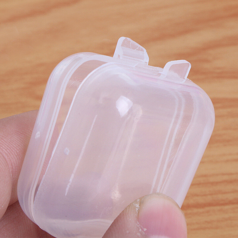 1pcs mini xách tay lưu trữ nhựa hộp trong suốt vuông Pill trang sức Earplug hộp Bông tai