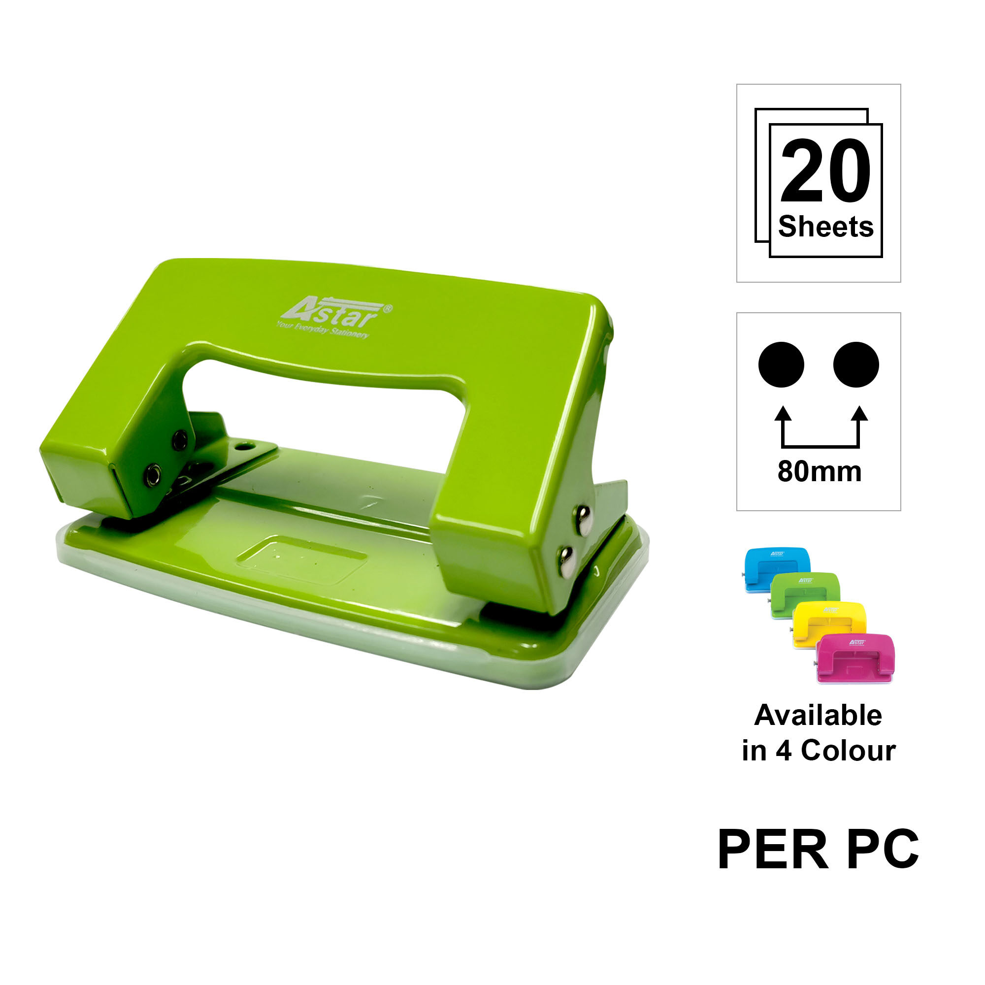 Astar Two Holes Colour Punch / Paper Punch / Penebuk Lubang Kertas