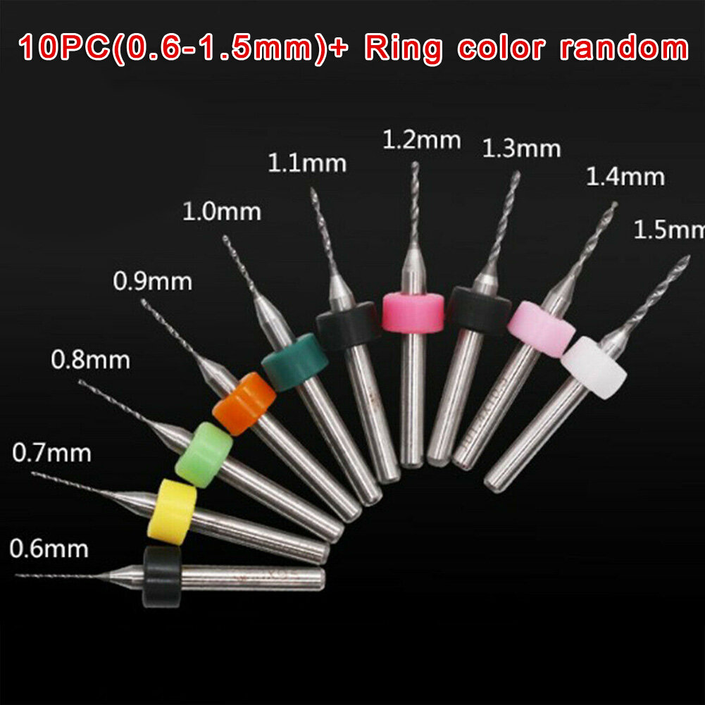 10pieces Mini Drill Bits Set For Print Circuit Board PCB CNC Board 0.6mm-1.5mm
