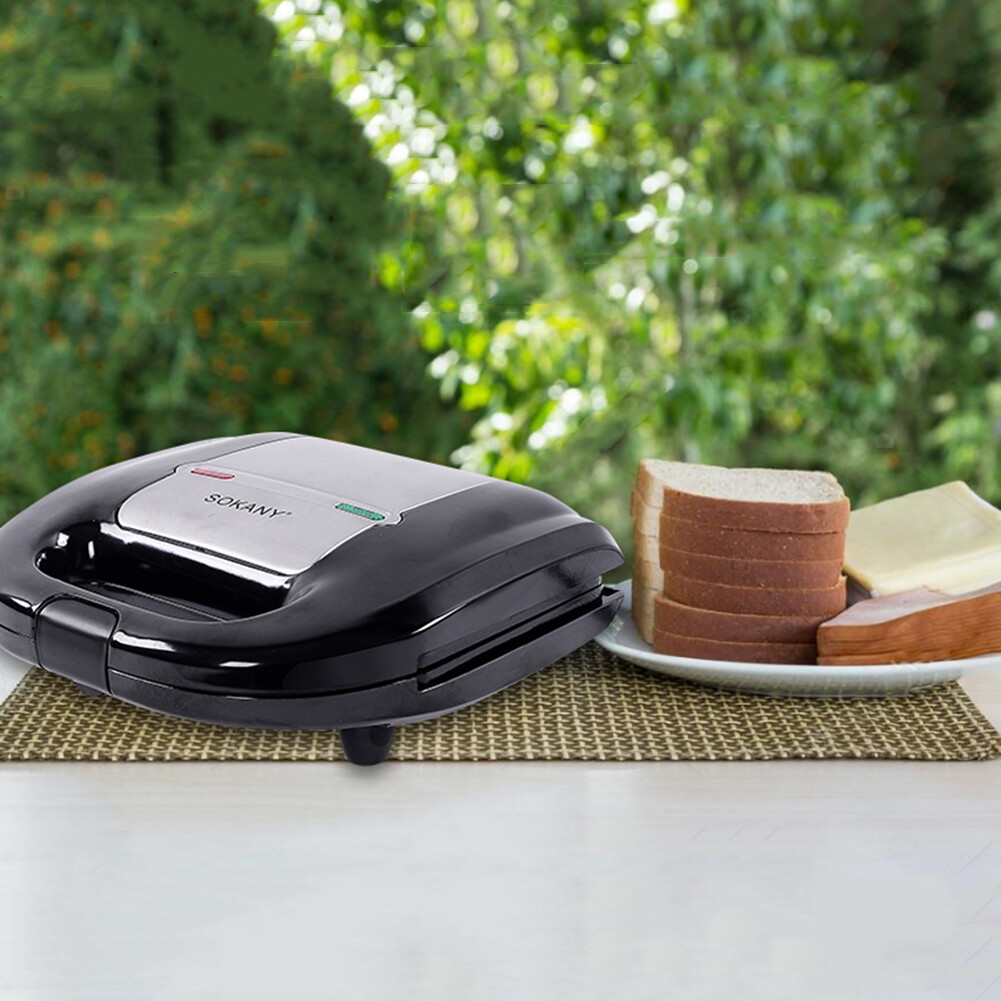Tongpudi®Máy Làm Bánh Sandwich Chạy Điện Tấm Nướng Máy Nướng Bánh Mì Bữa Sáng Máy Làm Bánh Mì Bánh Quế （ Phích Cắm EU