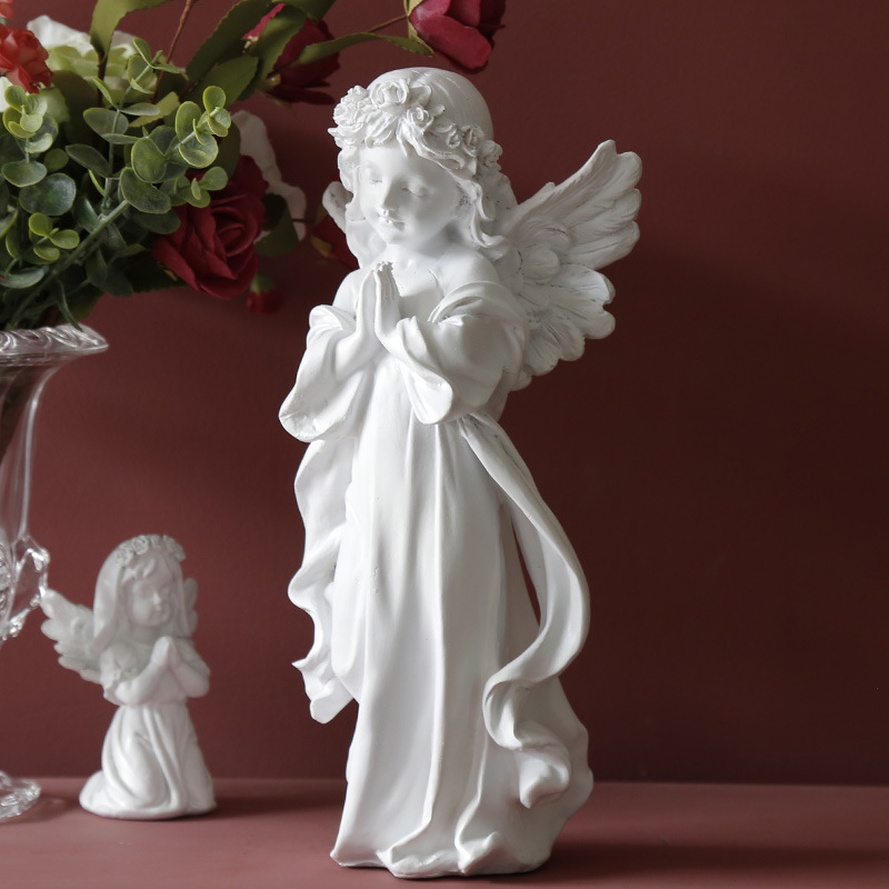 Office Decor Home Rustic Ornaments Study Resin Angel Miniature Plaster
