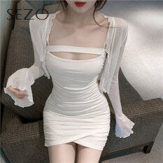 Sezo màu trắng Hàn Quốc dệt kim Kem chống nắng Áo cardigan dài tay cho phụ nữ